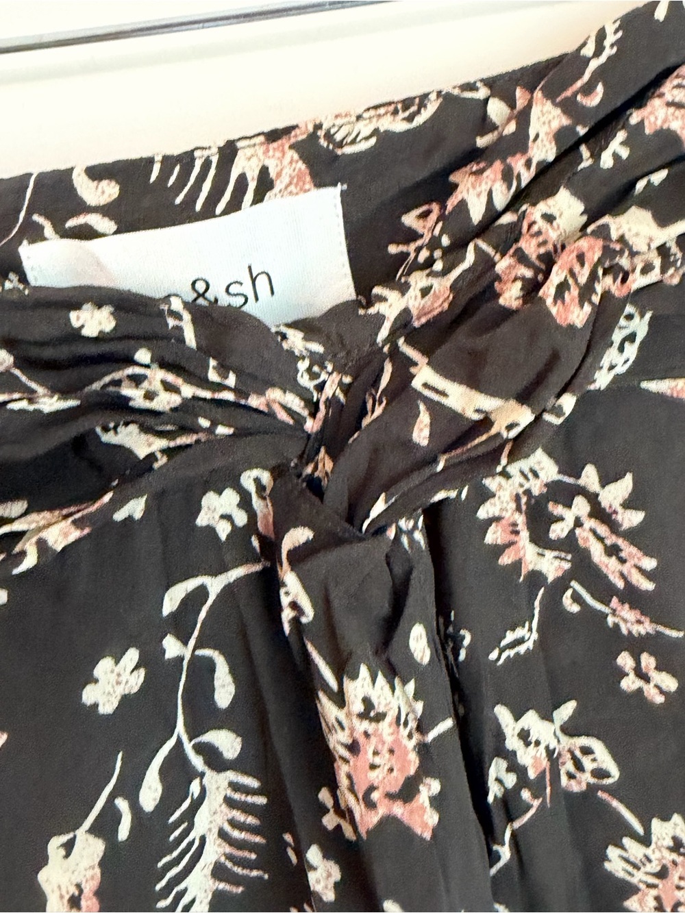 ba&sh Black Midi Skirt with Blush Paisley Print - Picture 4 of 6